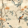 chinoiserie art tree with bird classic mural painting