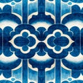 Chinoiserie chinese vase blue seamless pattern Royalty Free Stock Photo
