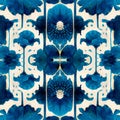 Chinoiserie chinese vase blue seamless pattern Royalty Free Stock Photo