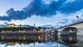 Chinon town France during the blue hour Royalty Free Stock Photo