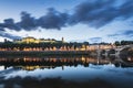 Chinon town France during the blue hour Royalty Free Stock Photo