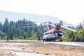 Chinook helicopter and fire crew