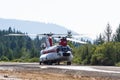 Chinook helicopter and fire crew