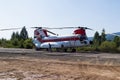 Chinook helicopter and fire crew