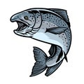 Chinook salmon fish in hand drawn style