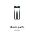 Chinos pants outline vector icon. Thin line black chinos pants icon, flat vector simple element illustration from editable clothes