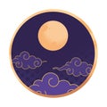 chinse night cloud and moon