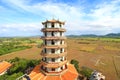 Chinses temple octagon blue sky background