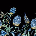 Chintz border with flowers and leaves. Vector.