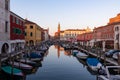 Chioggia - Church of Saint James Apostle with view of canal Vena nestled in charming town of Chioggia Royalty Free Stock Photo