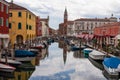 Chioggia - Church of Saint James Apostle with view of canal Vena nestled in charming town of Chioggia Royalty Free Stock Photo