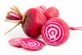 Chioggia striped beet on wood table Royalty Free Stock Photo