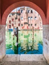 Chioggia glimpse from the arcades. Royalty Free Stock Photo