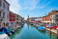 Chioggia Italy, on the Vena canal in the background the church of San Giacomo