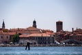 Chioggia - Panoramic view of historic landmarks of charming town of Chioggia seen from Sottomarina