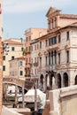 Chioggia town in venetian lagoon, water canal, church, typical architecture, boats. Veneto, Italy Europe