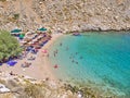 People in Glaroi (Seagulls) beach, bright summer day