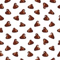 Milk chocolate chips on white background.Milk chocolate chip background.