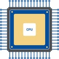 Chip, circuit, computer, cpu, microchip, processor vector icon or logo isolated on transparent background Royalty Free Stock Photo