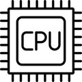 Chip, circuit, computer, cpu, microchip, processor vector icon or logo isolated on transparent background Royalty Free Stock Photo