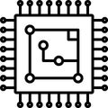 Chip, circuit, computer, cpu, microchip, processor vector icon or logo isolated on transparent background Royalty Free Stock Photo