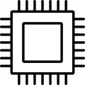 Chip, circuit, computer, cpu, microchip, processor vector icon or logo isolated on transparent background Royalty Free Stock Photo
