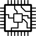 Chip, circuit, computer, cpu, microchip, processor vector icon or logo isolated on transparent background Royalty Free Stock Photo