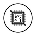 Chip, circuit, microchip, processor icon. Black vector graphics Royalty Free Stock Photo