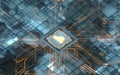 Chip and cloud computing, subject of science and technology, 3d rendering Royalty Free Stock Photo
