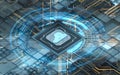 Chip and cloud computing, subject of science and technology, 3d rendering Royalty Free Stock Photo