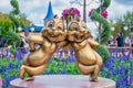 Chip and Dale Gold Statue 50th Anniversary Disney Royalty Free Stock Photo