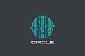 Chip Digital Logo abstract Artificial Intelligence AI vector design Linear Outline style. Electronics Circuit Circle shape Royalty Free Stock Photo