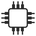 Chip hardware black icon. Computer cpu symbol Royalty Free Stock Photo