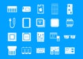 Chip icon blue set vector Royalty Free Stock Photo