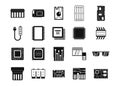 Chip icon set, simple style Royalty Free Stock Photo