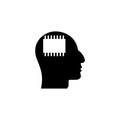 Chip inside Human Head icon isolated on white background Royalty Free Stock Photo