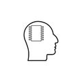Chip inside Human Head icon isolated on white background Royalty Free Stock Photo