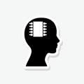 Chip inside Human Head icon sticker sign for mobile concept and web design Royalty Free Stock Photo