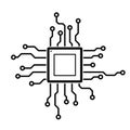 Chip isolated minimal icon. Processor line vector icon for websites and mobile minimalistic flat design