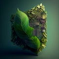 Chip and leaf illustration. AI generated Royalty Free Stock Photo