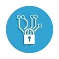 chip and lock icon in badge style. One of cyber security collection icon can be used for UI, UX