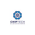 Chip logo design illustration, technology, computer, internet, icon Premium Vector Royalty Free Stock Photo