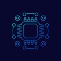 chip, microchip line icon, vector