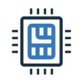 Chip, microchip, processor icon. Simple editable vector illustration