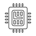 Chip, microchip, processor outline icon. Line art vector