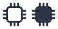 Chip or microchip simple icons set designed in filled and stroke style