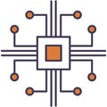 Chip motherboard circuit scheme flat vector icon