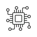 Chip technology icon in line design. microchip, processor, hardware technology on white background vector. Chip technology Royalty Free Stock Photo