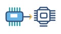 Chip to Chip Data Flow Icon, Digital Communication, vector design Generative AI Royalty Free Stock Photo