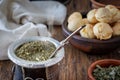 Chipa is a brazilian snack cheese bread, pao de queijo.